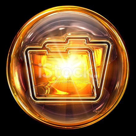 440x440 Folder Icon Golden, Isolated On Black Background Stock Vector