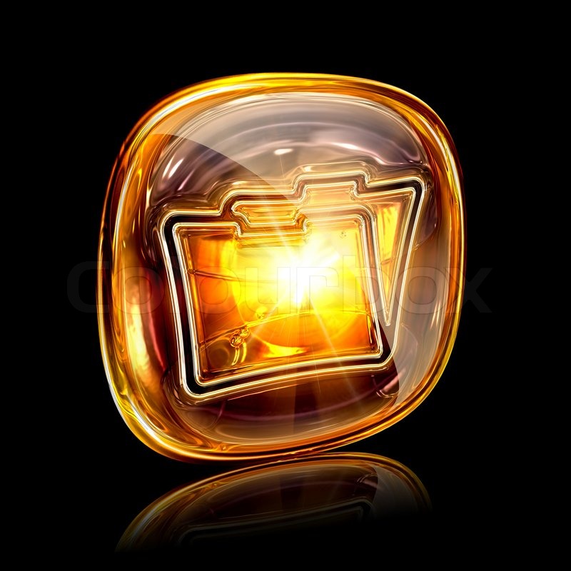 800x800 Folder Icon Amber, Isolated On Black Stock Image Colourbox