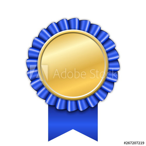 500x500 Award Ribbon Gold Icon Golden Blue Medal Design Isolated On White