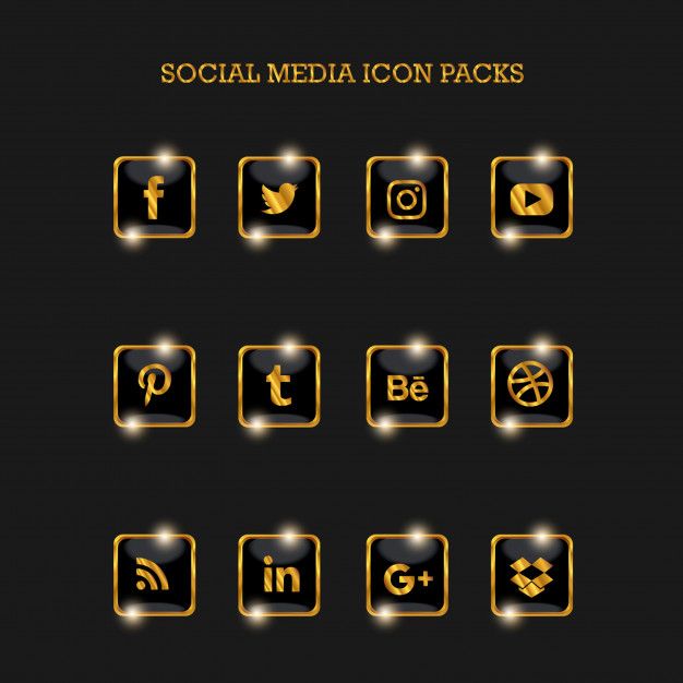 626x626 Social Media Icon Packs Square Gold Download Thousands Of Free