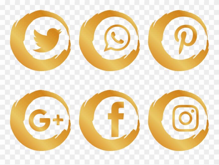 880x662 Gold Social Media Icons Png