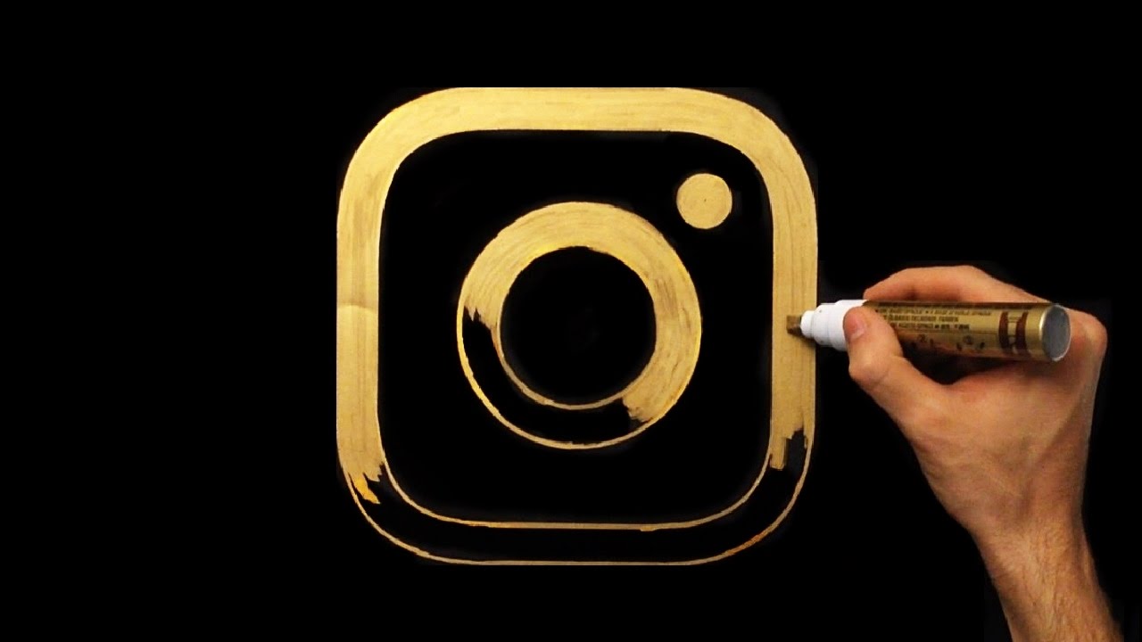 1280x720 How To Draw Gold Instagram Icon Logo Drawing Draw With Denis