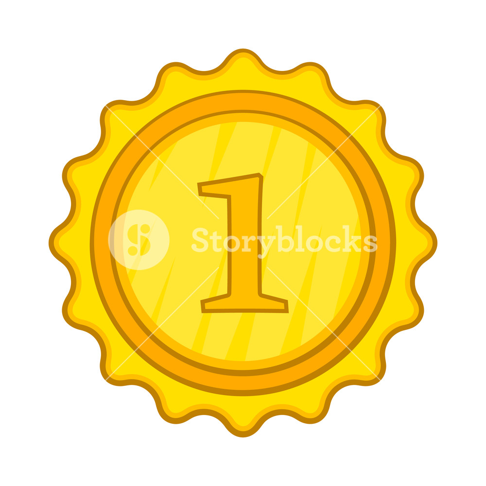 1000x1000 Champion Gold Medal Icon In Cartoon Style Isolated On White