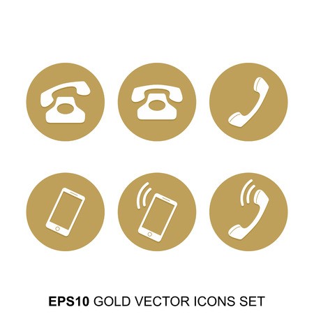 450x450 Gold Vector Phone Icons Set Golden Web Icons Collection Item
