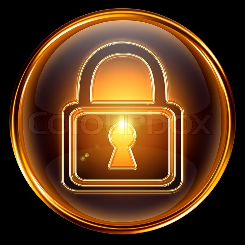 800x800 Lock Icon Gold, Isolated On Black Stock Image Colourbox