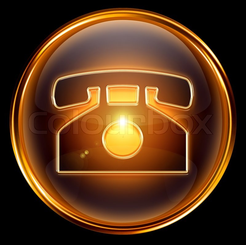 800x797 Phone Icon Gold, Isolated On Black Stock Image Colourbox