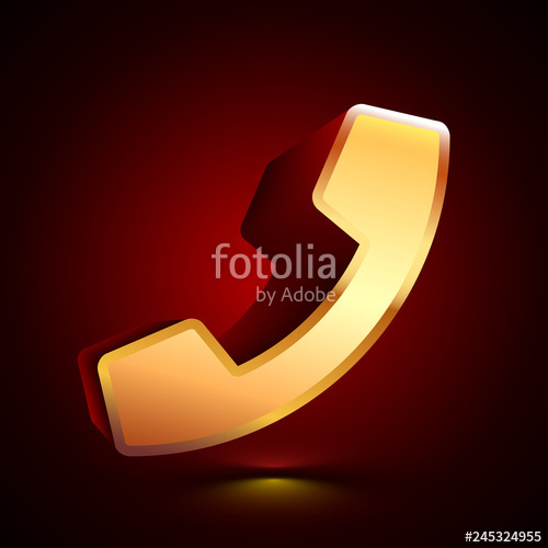 500x500 Stylized Phone Icon Golden Vector Icon Isolated Symbol