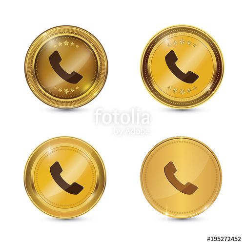 500x500 Call Circular Vector Gold Web Icon Button Set Stock Image