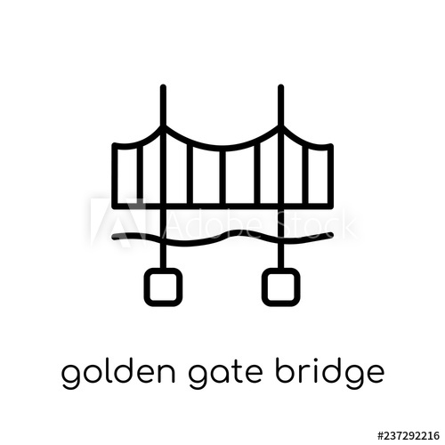 500x500 Golden Gate Bridge Icon Trendy Modern Flat Linear Vector Golden