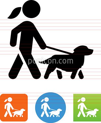 400x488 Woman Walking Golden Retriever Icon