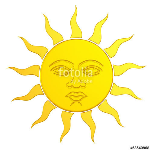 500x500 Golden Sun With Face, Icon Stock Photo And Royalty Free Images