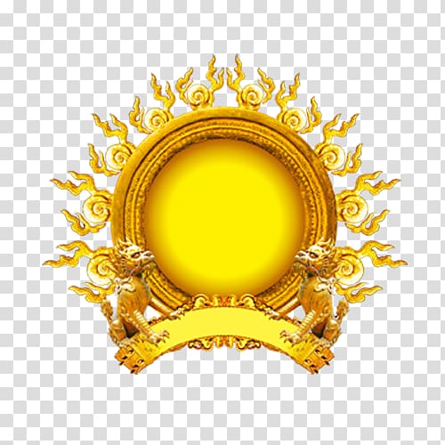 500x500 Round Yellow Throne With Creatures Illustration, Icon, Golden Sun