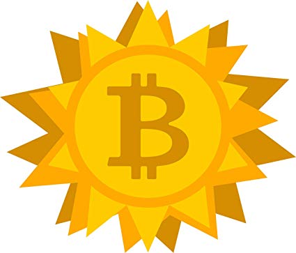 425x363 Simple Golden Sun Bitcoin Cartoon Icon Vinyl Sticker