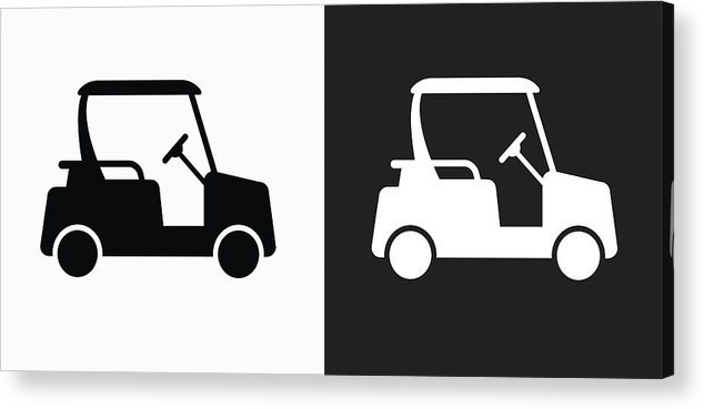 634x369 Golf Cart Icon On Black And White Vector Backgrounds Acrylic Print