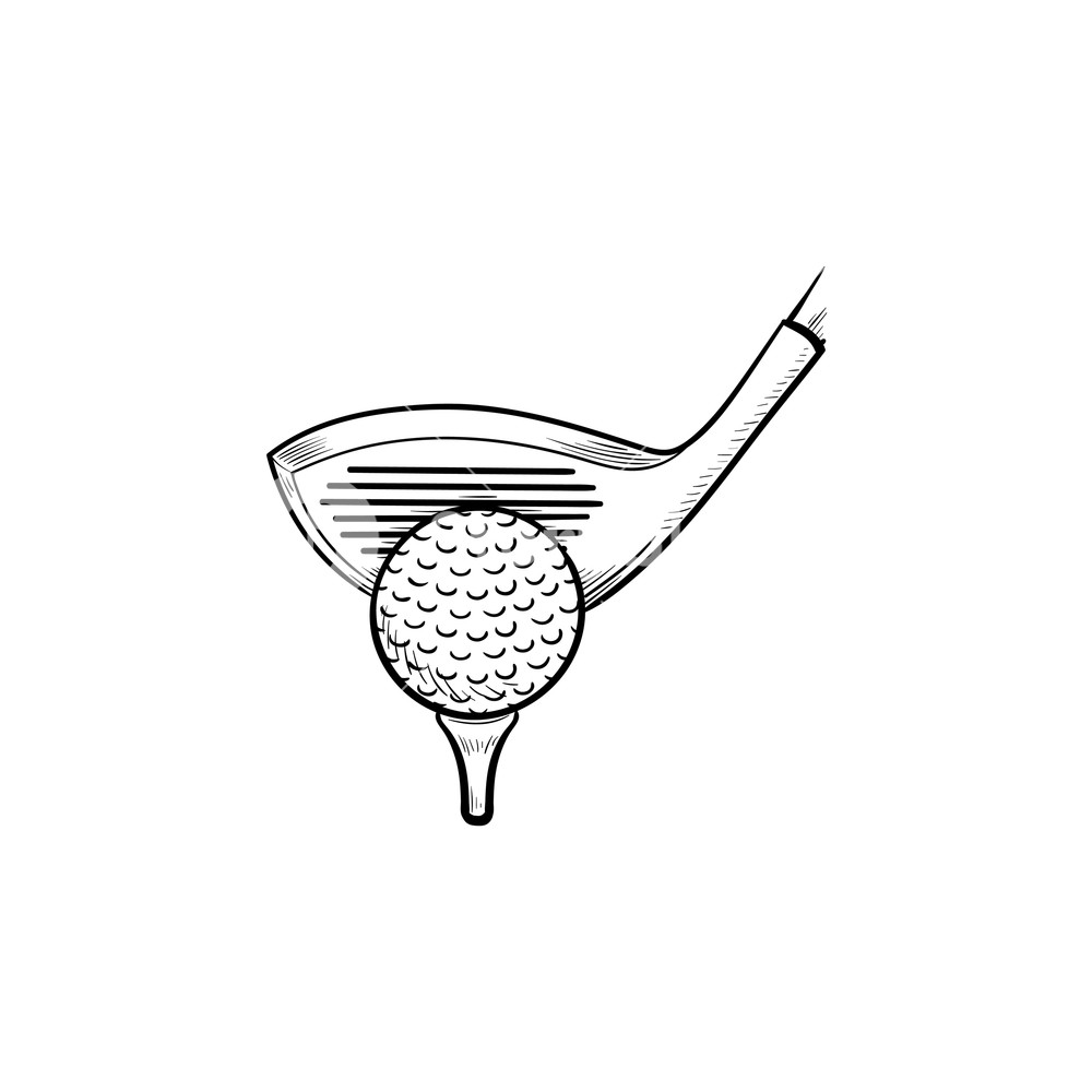 1000x1000 Golf Club And Ball On Tee Hand Drawn Outline Doodle Icon Royalty