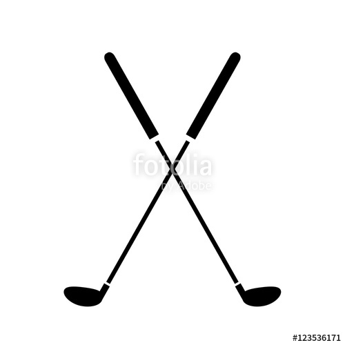 500x500 Crossed Golf Clubs Icon A Hand Drawn Vector Illustration