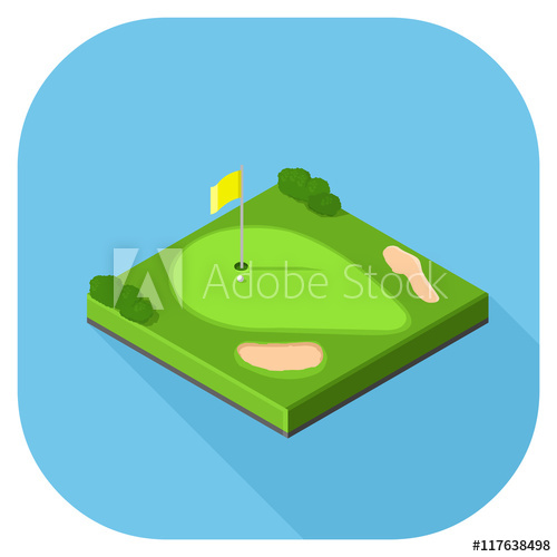 500x500 Isometric Golf Hole With Putting Green Golf Course Icon