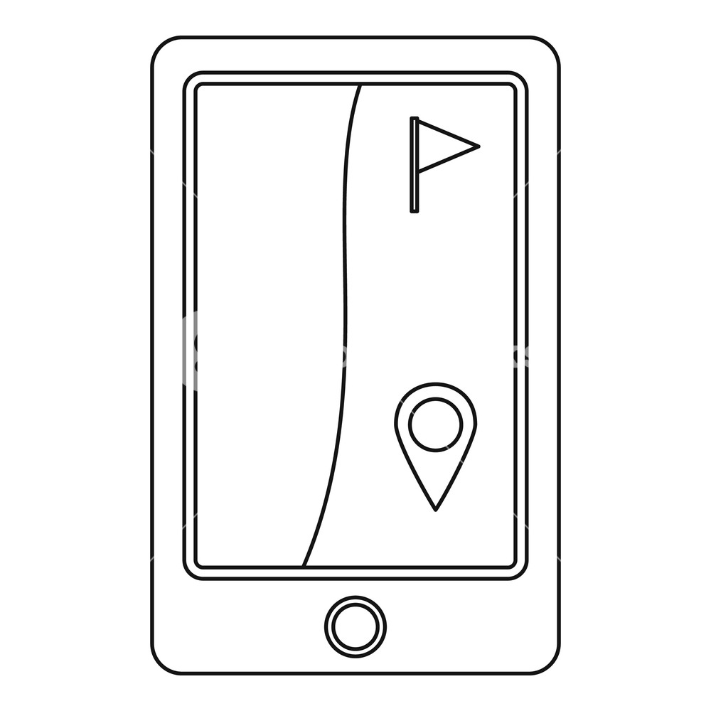 1000x1000 Phone With Golf Flag Icon Outline Illustration Of Phone With Golf
