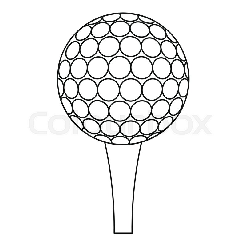 800x800 Golf Ball And Tee Icon Outline Stock Vector Colourbox
