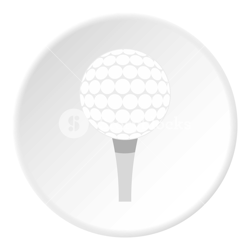 1000x1000 Golf Ball With Tee Icon In Flat Circle Isolated Vector