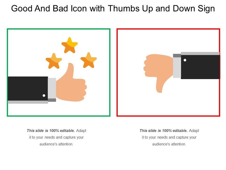 960x720 Good And Bad Icon With Thumbs Up And Down Sign Presentation