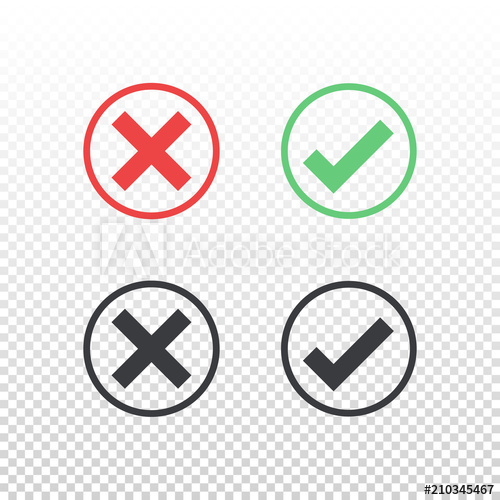 500x500 Vector Set Of Red Green Black Circle Icon Check Mark Icon Isolated