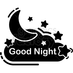 300x300 Black And White Good Night Icon Vector Clipart Royalty Free Gif