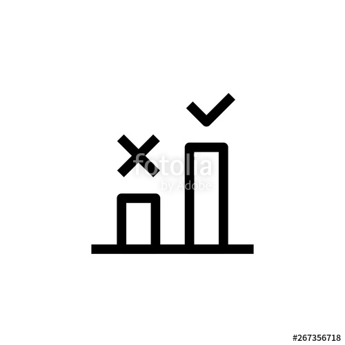 500x500 Good Step Selection Icon Design Two Bar Chart With Cross