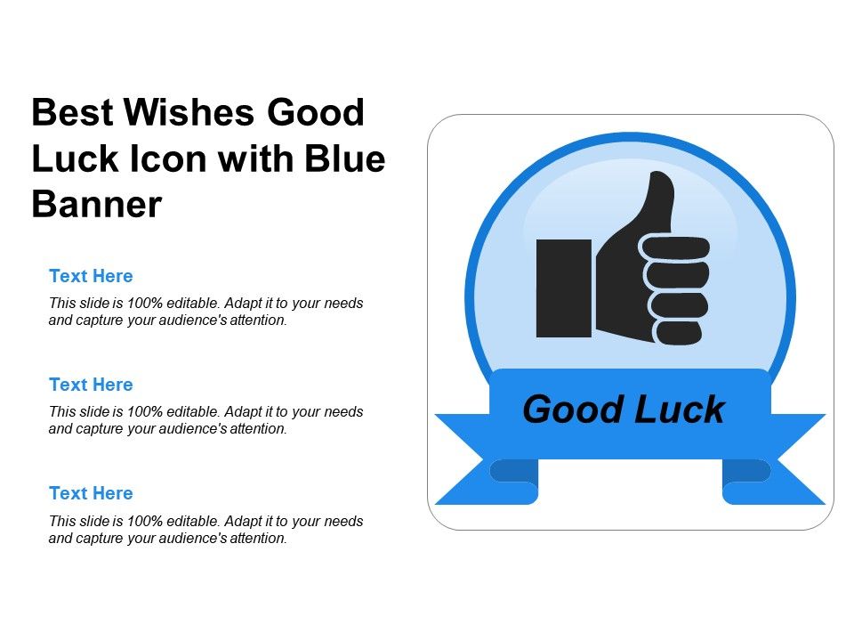960x720 Best Wishes Good Luck Icon With Blue Banner Templates Powerpoint