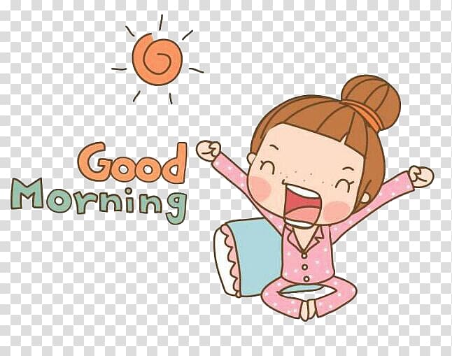646x509 Girl Waking Up With Good Morning Text Overlay Illustration