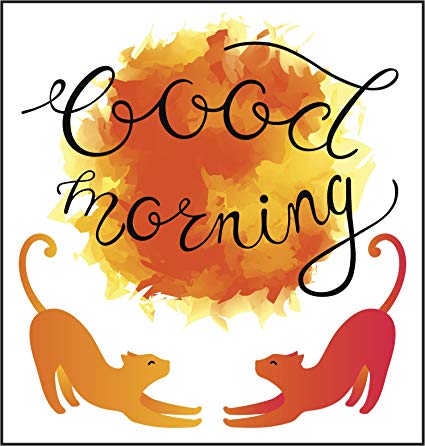 425x446 Good Morning Kitty Cat Watercolor Calligraphy Icon