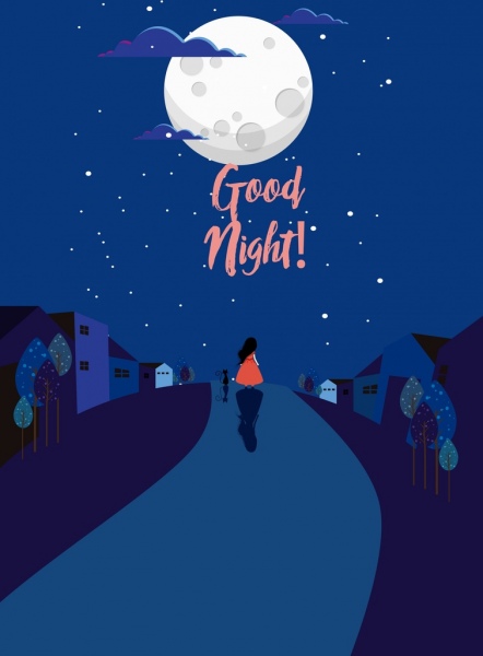 442x600 Good Night Banner Dark Blue Design Moon Icon Free Vector In Adobe