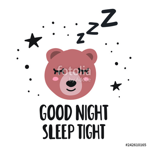 500x500 Sleeping Bear, Good Night Sleep Tight Hand Drawn Icon