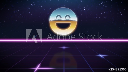 500x282 Synthwave Retro Design Icon Of Goofy Emoticon