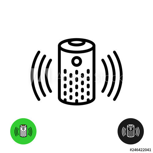 500x500 Voice Assistant Icon Wireless Speaker Line Symbol