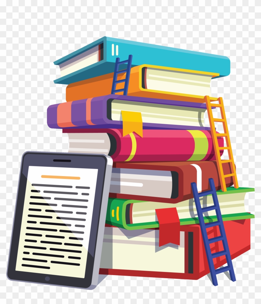 840x977 Icon Of A Stack Of Colorful Books With Ladders Leaning