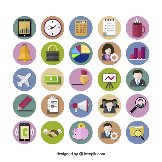 626x626 Colored Business Icons Vector Free Download