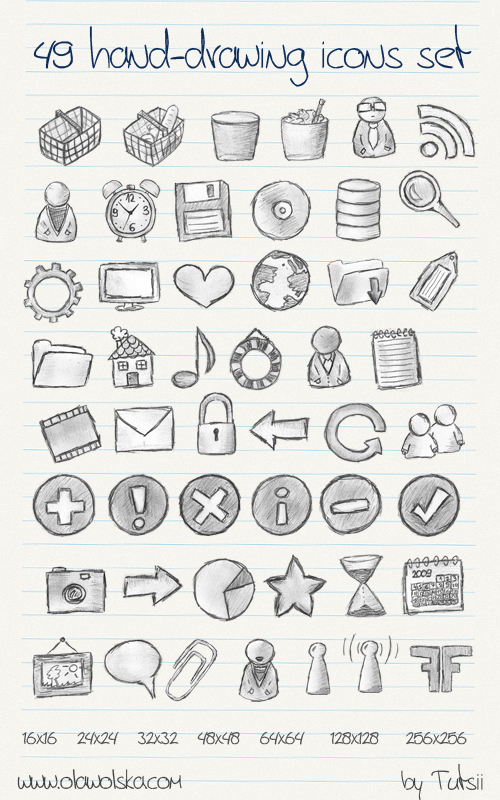 500x800 Hand Drawing Icons Set