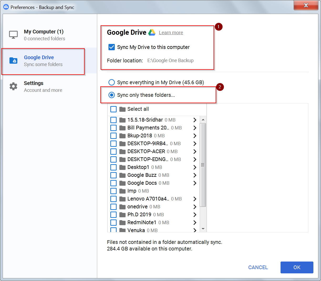 1222x1068 Google Drive Preferences What Are The Settings Of Backup And Sync