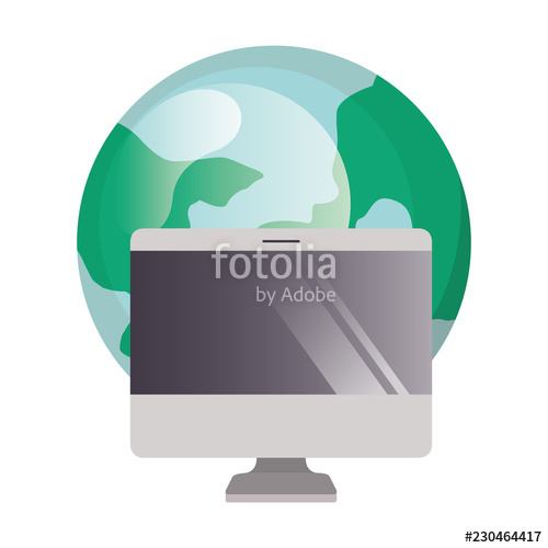 500x500 Planet Earth With Computer Desktop Icon Stock Image And Royalty