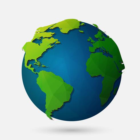 490x490 Vector Low Poly Earth Illustration Polygonal Globe Icon
