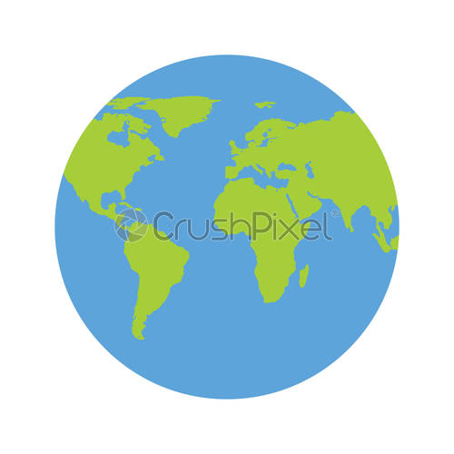 500x500 Earth Icon, Globe In Trendy Flat Style Isolated On White, Stock