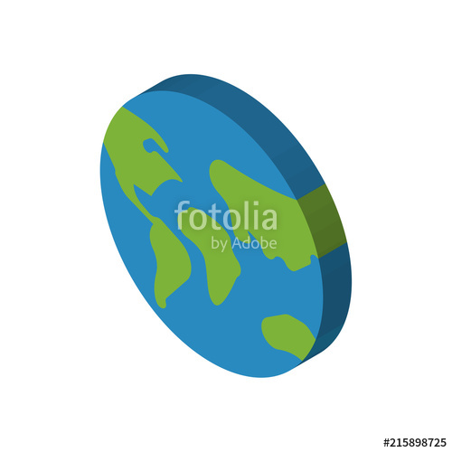 500x500 Earth Globe Isometric Right Top View Icon Stock Image