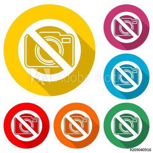 500x500 No Photo Camera Icon, No Cameras Allowed, Color Icon With Long