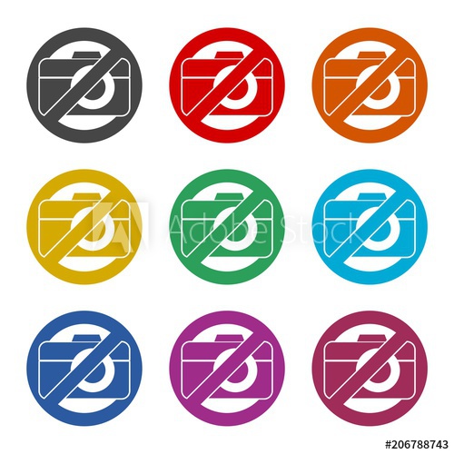 500x500 No Photo Camera Icon, No Cameras Allowed, Color Icons Set