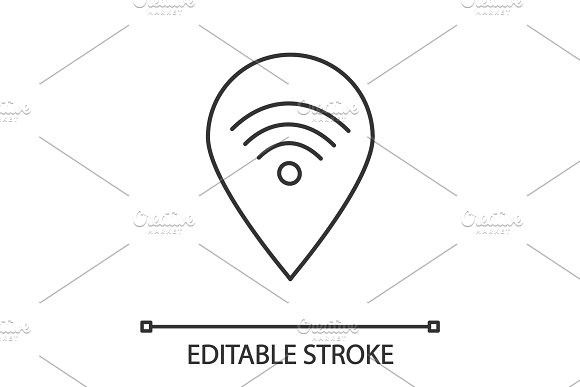 580x387 Map Pinpoint With Wifi Linear Icon Navigation Icons