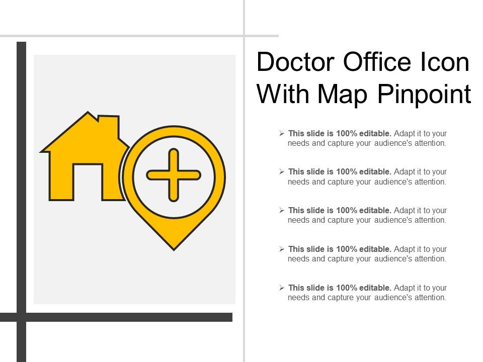 960x720 Doctor Office Icon With Map Pinpoint Powerpoint Presentation