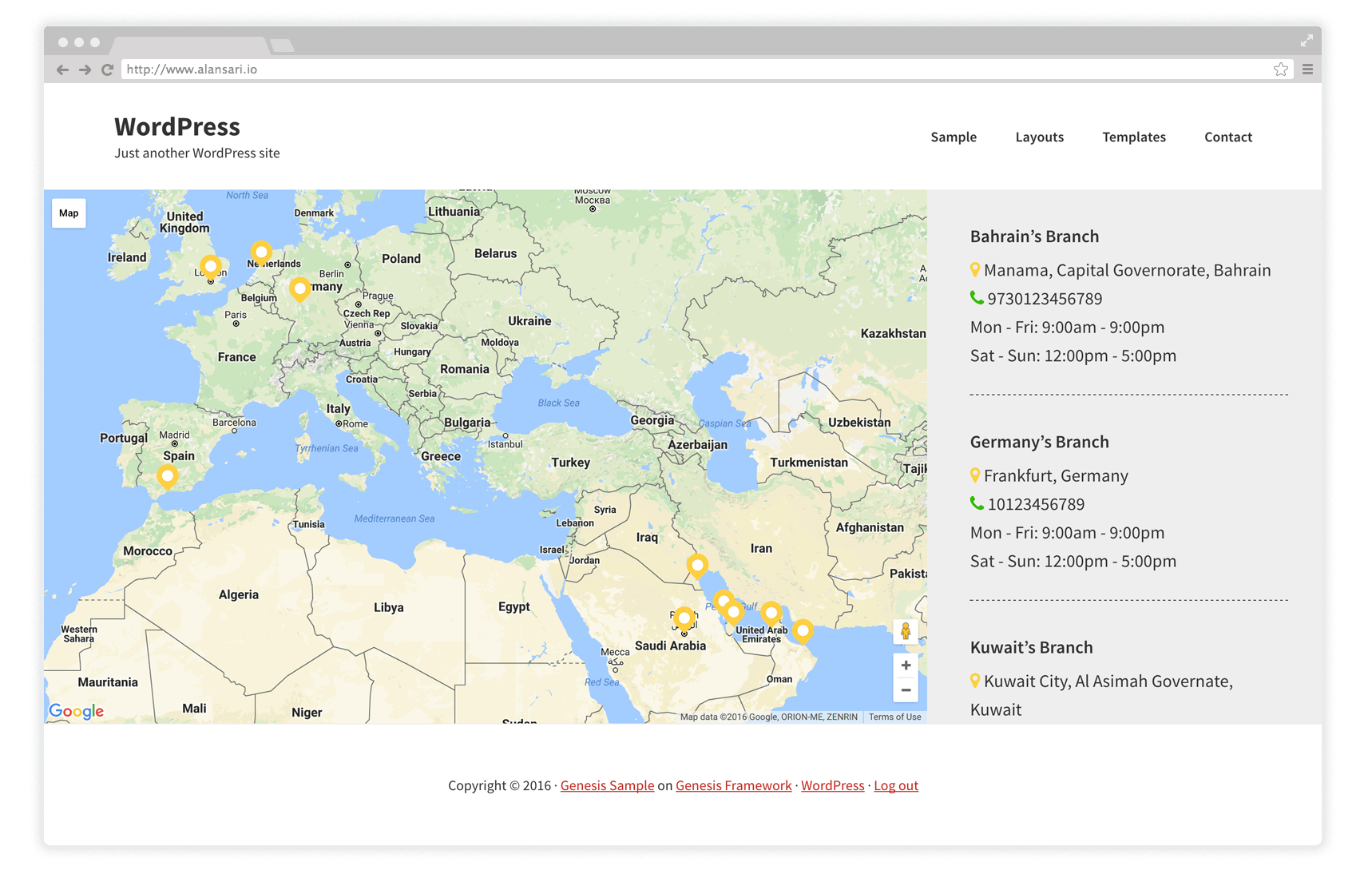 1718x1104 Google Map With Multiple Custom Markers In Genesis Using Acf