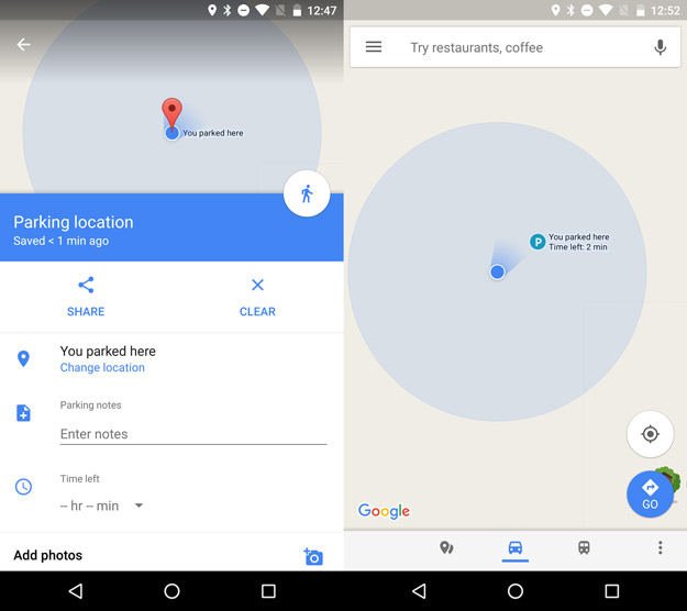 Google Maps Can Remember Where You Parked And How Much Time Is 625x556 Google Maps Can Remember Where You Parked And How Much Time Is