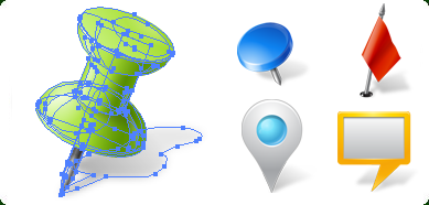 389x186 Vector Map Markers Icons With Custom Icon Design Service